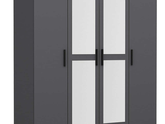 Ντουλάπα Τετράφυλλη Kale 506MNR2457 180x52x210cm Anthracite Τετράφυλλη