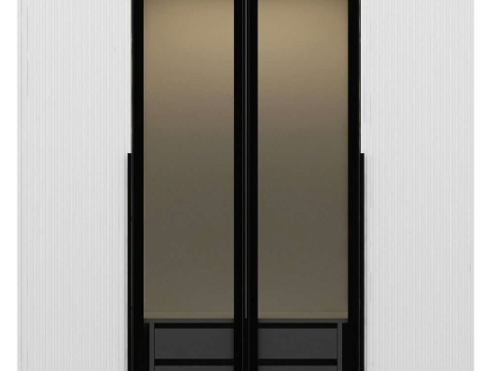 Ντουλάπα Τετράφυλλη Kale Plus 506MNR2495 180x52x210cm White-Black Τετράφυλλη