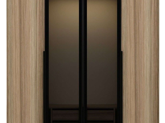 Ντουλάπα Τετράφυλλη Kale Plus 506MNR2496 180x52x210cm Oak-Black Τετράφυλλη