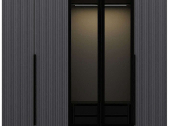 Ντουλάπα Πεντάφυλλη Kale Plus 506MNR2606 225x52x210cm Black-Anthracite Πεντάφυλλη
