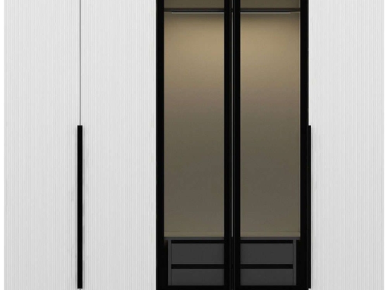 Ντουλάπα Πεντάφυλλη Kale Plus 506MNR2607 225x52x210cm Black-White Πεντάφυλλη