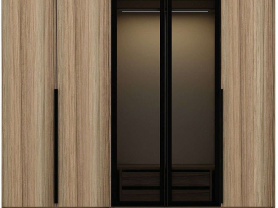 Ντουλάπα Πεντάφυλλη Kale Plus 506MNR2608 225x52x210cm Oak-Black Πεντάφυλλη