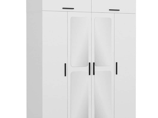 Ντουλάπα Τετράφυλλη Με Πατάρι Kale 506MNR2652 180x52x255cm White Τετράφυλλη