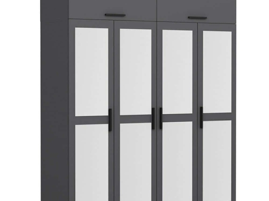 Ντουλάπα Τετράφυλλη Με Πατάρι Kale 506MNR2668 180x52x255cm Anthracite Τετράφυλλη
