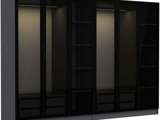 Ντουλάπα Εξάφυλλη Kale 506MNR2731 270x52x210cm Anthracite-Black Εξάφυλλη