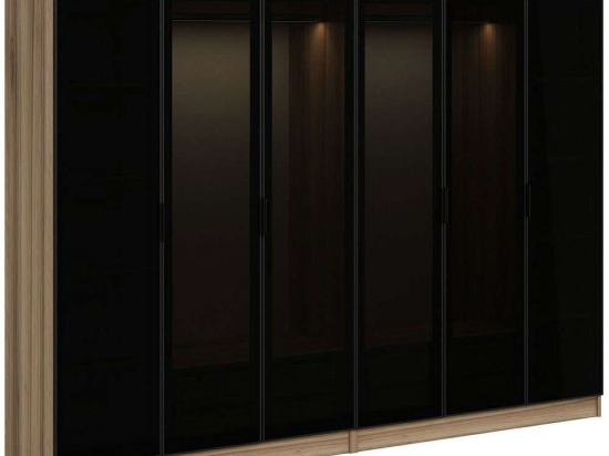 Ντουλάπα Εξάφυλλη Kale 506MNR2757 270x52x210cm Oak-Black Εξάφυλλη