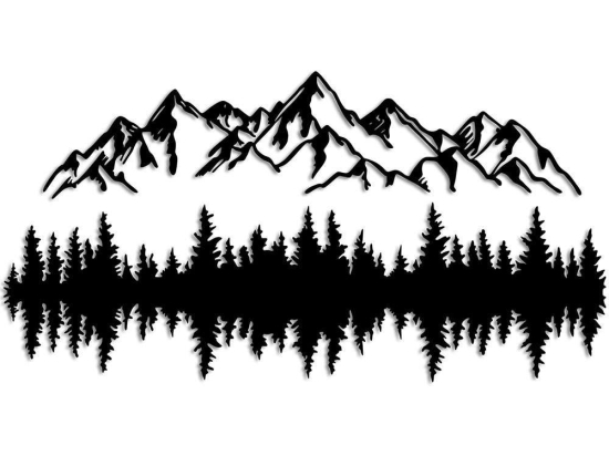 Διακοσμητικό Τοίχου Nature And Mountain (Σετ 2Τμχ) 891TNL3177 62x14/70x36cm Black Wallity Μέταλλο