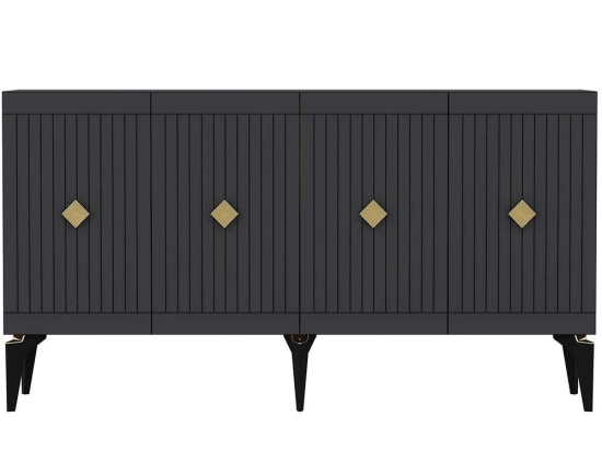 Μπουφές Midas 475OLV1750 150x40x79cm Anthracite-Gold Μοριοσανίδα, Μελαμίνη