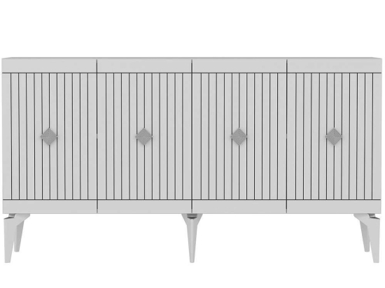 Μπουφές Midas 475OLV1753 150x40x79cm White-Silver Μοριοσανίδα, Μελαμίνη