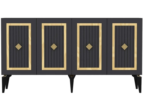 Μπουφές Nora 475OLV1754 150x40x79cm Anthracite-Gold Μοριοσανίδα, Μελαμίνη