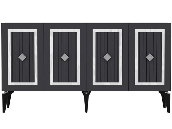 Μπουφές Nora 475OLV1755 150x40x79cm Anthracite-Silver Μοριοσανίδα, Μελαμίνη