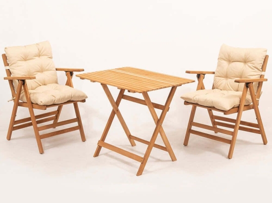 Τραπεζαρία Κήπου (Σετ 3Τμχ) 644MYD1154 60x80x74cm Natural-Cream 2 Θέσεων
