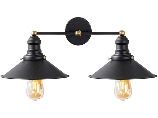 Φωτιστικό Τοίχου - Απλίκα Conical 942FLG2166 55x27x20cm 2xE27 40W Black Opviq