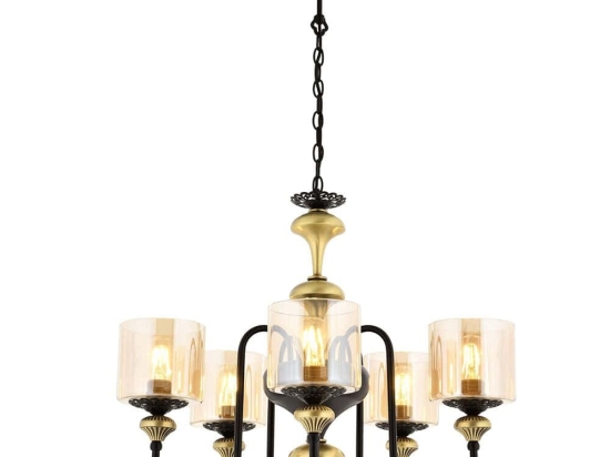 Φωτιστικό Οροφής 301AUR1127 Φ62x100cm 5xE27 40W Black-Gold Opviq