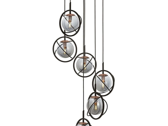 Φωτιστικό Οροφής 301AUR1257 Φ40x140cm 6xE14 40W Black-Bronze Opviq