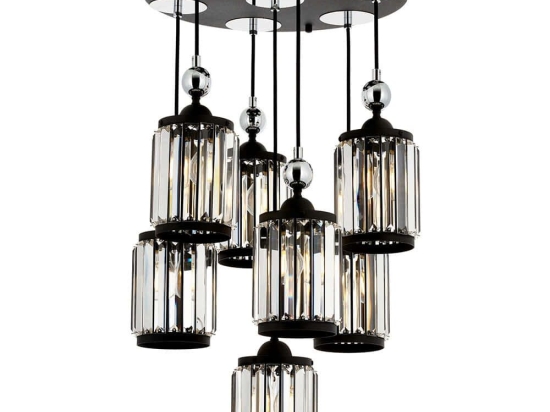 Φωτιστικό Οροφής 301AUR1276 Φ45x80cm 7xE27 40W Black-Silver Opviq
