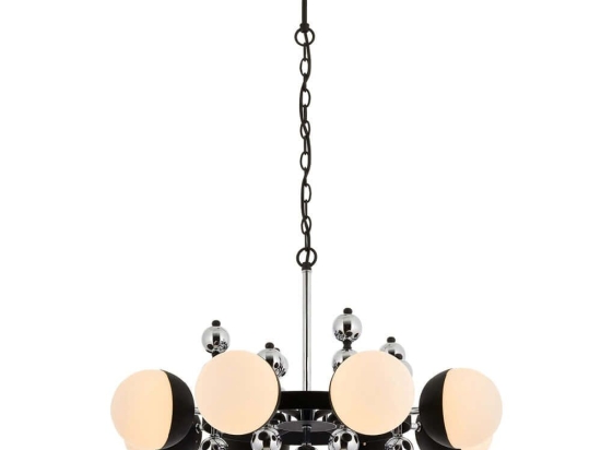 Φωτιστικό Οροφής 301AUR1277 Φ105x68cm 8xE27 40W Black-Chrome Opviq