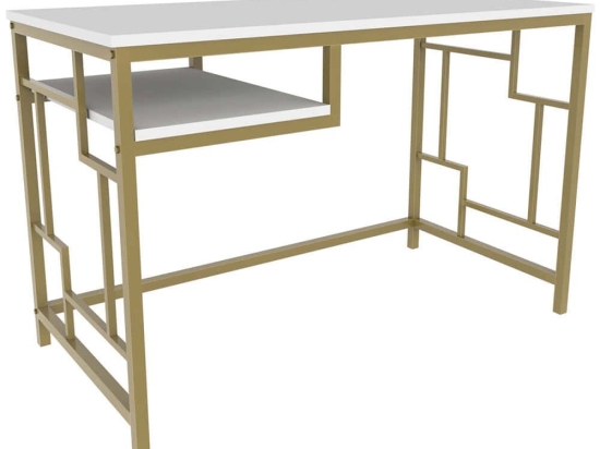 Γραφείο Kennesaw 322RTC1465 120x60x74,8cm Gold-White