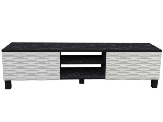 Έπιπλο Τηλεόρασης Lukas 322RTC2150 150x35x40,3cm Marble Effect Black-White