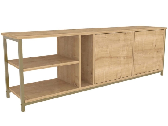 Έπιπλο Tηλεόρασης Primrose 322RTC2259 160x35,3x50,8cm Oak-Gold