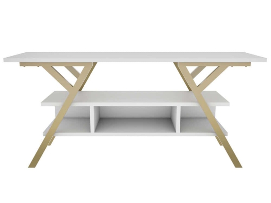 Έπιπλο Τηλεόρασης Minerva 322RTC2319 120x35x55cm Gold-White