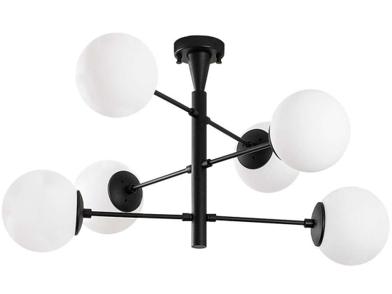 Φωτιστικό Οροφής - Πλαφονιέρα Arge 942FLG2507 75x75x40cm 6xE14 40W Black Opviq