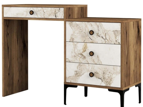 Τουαλέτα Lizbon 845HCT2303 124x40x84,7cm Marble Effect White-Walnut