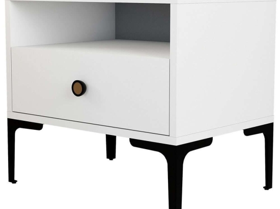 Κομοδίνο Lizbon 845HCT2507 56x40x50,8cm White-Black