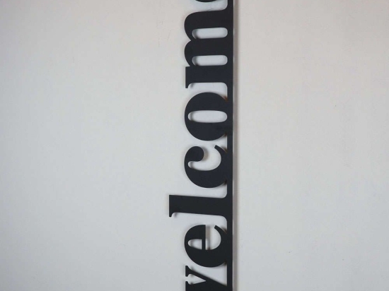 Διακοσμητικό Τοίχου Welcome 507ATP1131 18x98cm Black Wallity Ατσάλι