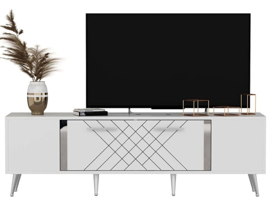 Έπιπλο Τηλεόρασης Detas 475OLV1137 150x35x48,2cm White-Silver