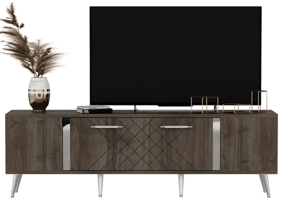 Έπιπλο Τηλεόρασης Detas 475OLV1141 150x35x48,2cm Walnut-Silver