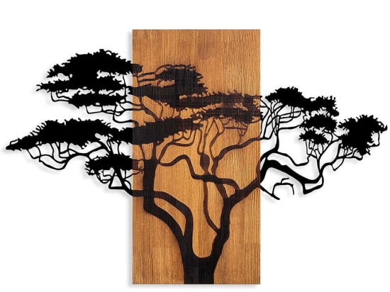 Διακοσμητικό Τοίχου Acacia Tree 891TNL3152 89x58cm Walnut-Black Wallity Μέταλλο,Ξύλο