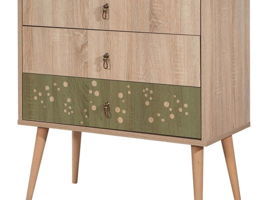 Συρταριέρα City Trio Dino 869VEL3471 80x40x89cm Oak-Green