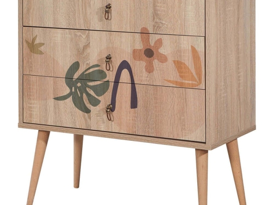 Συρταριέρα City Trio Leaf 869VEL3473 80x40x89cm Multi