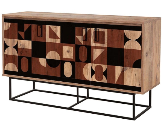 Μπουφές Quantum Mare Chess 863SPH5125 140x40x80cm Multi Μοριοσανίδα, Μέταλλο