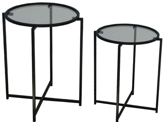 Τραπεζάκια Βοηθητικά (Σετ 2Τμχ) 552NOS1452 50x50x60/50x50x50cm Black