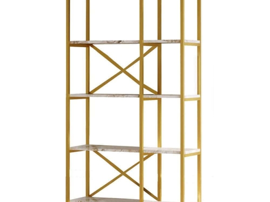 Βιβλιοθήκη 956LCS1423 87,5x30x175cm Marble Effect White-Gold