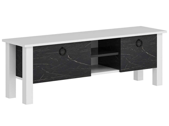 Έπιπλο Τηλεόρασης Rose 505CRL1714 140x35x44,8cm Marble Effect Black-White