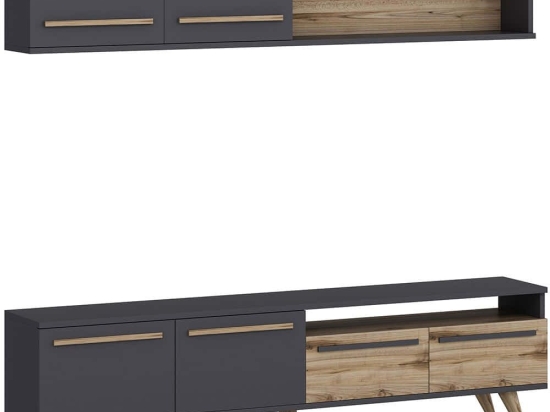 Σύνθεση Τηλεόρασης Mono 505CRL1717 180x29,5x45,8cm Natural-Anthracite
