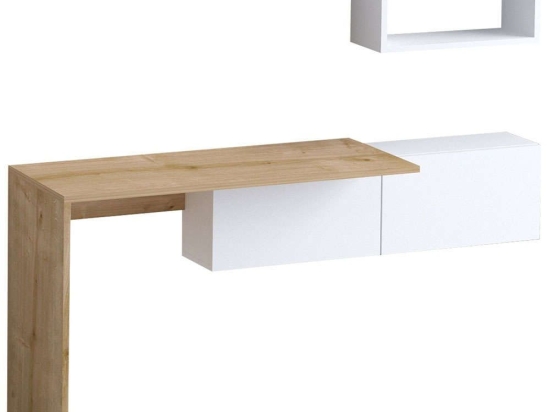Γραφείο Με Ράφι Tiff (Σετ 2Τμχ) 393MRD1297 145x45x74/45x15x26cm White-Oak