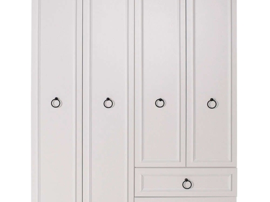 Ντουλάπα Τετράφυλλη 479ADR1702 140x52x185cm White-Black Τετράφυλλη