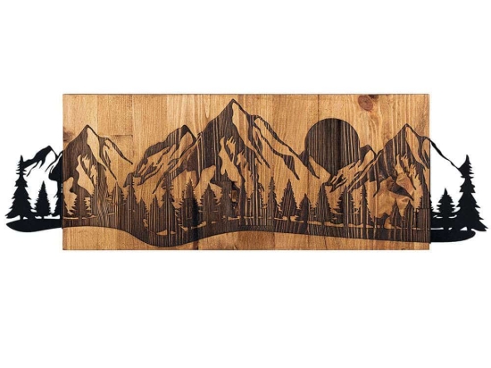 Διακοσμητικό Τοίχου Sundown 279ENZ1855 75,5x24,5cm Walnut-Black Wallity Μέταλλο,Ξύλο