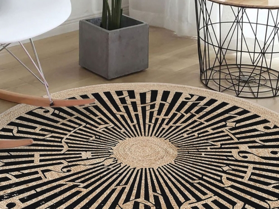 Χαλί Woopamuk532 599HFT5485 Cream-Black Conceptum Hypnose 100X100cm Round