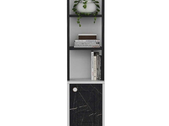 Βιβλιοθήκη Anka 475OLV2115 29,6x21,6x134,6cm Marble Effect Black-White
