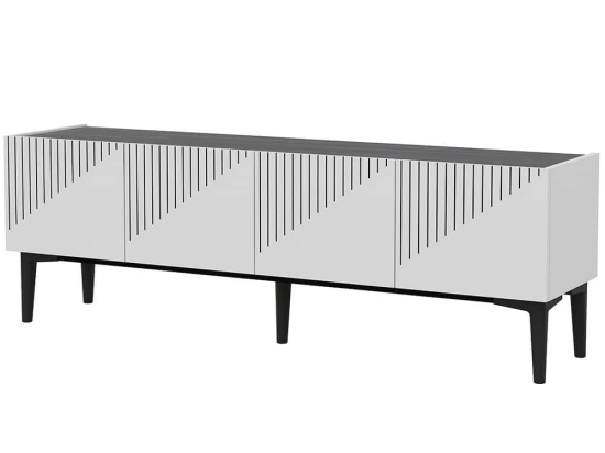Έπιπλο Τηλεόρασης Draw 475OLV1464 154x37x45cm Marble Effect Black-White