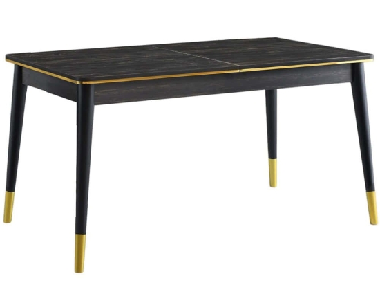 Τραπέζι Επεκτεινόμενο Flora 974NMB1523 146/181x90x78cm Black-Gold Πλαστικό,Μοριοσανίδα