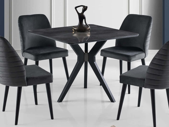 Τραπέζι Kare Ares 974NMB1525 87x87x75cm Black Πλαστικό,Mdf