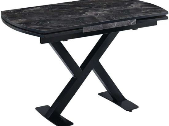 Τραπέζι Επεκτεινόμενο Viva 974NMB1543 120/180x80x75cm Marble Effect Black Μοριοσανίδα, Μέταλλο