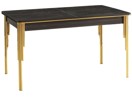 Τραπέζι Επεκτεινόμενο Damla 974NMB1544 144/177,5x90x78cm Black-Gold Μοριοσανίδα, Μέταλλο