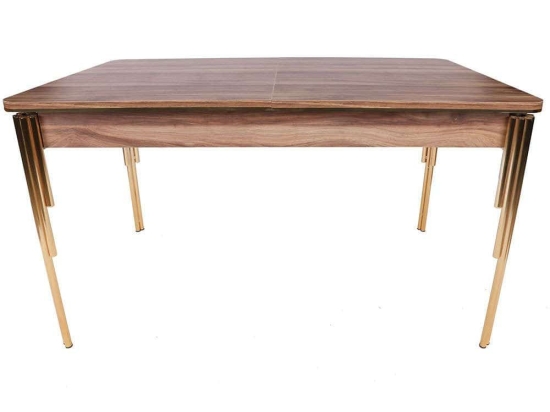 Τραπέζι Επεκτεινόμενο Damla 974NMB1545 144/177,5x90x78cm Walnut-Gold Μοριοσανίδα, Μέταλλο